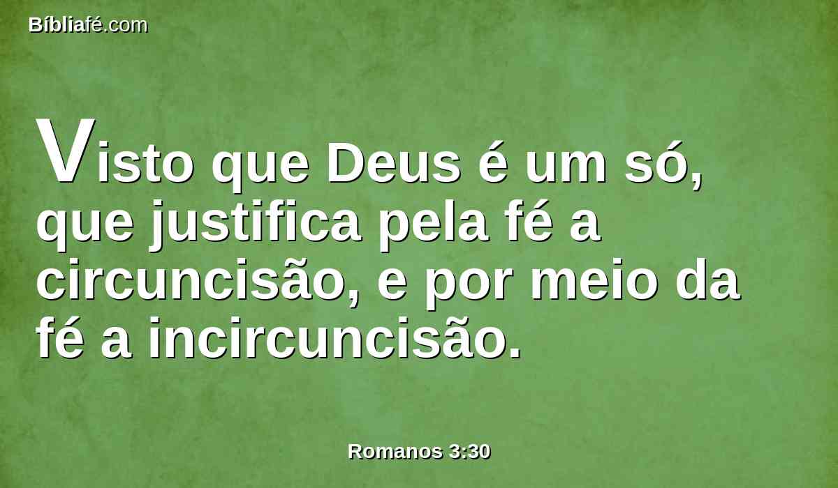 Visto que Deus é um só, que justifica pela fé a circuncisão, e por meio da fé a incircuncisão.