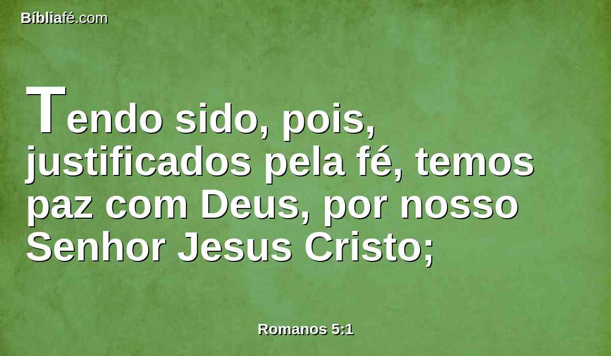 Tendo sido, pois, justificados pela fé, temos paz com Deus, por nosso Senhor Jesus Cristo;