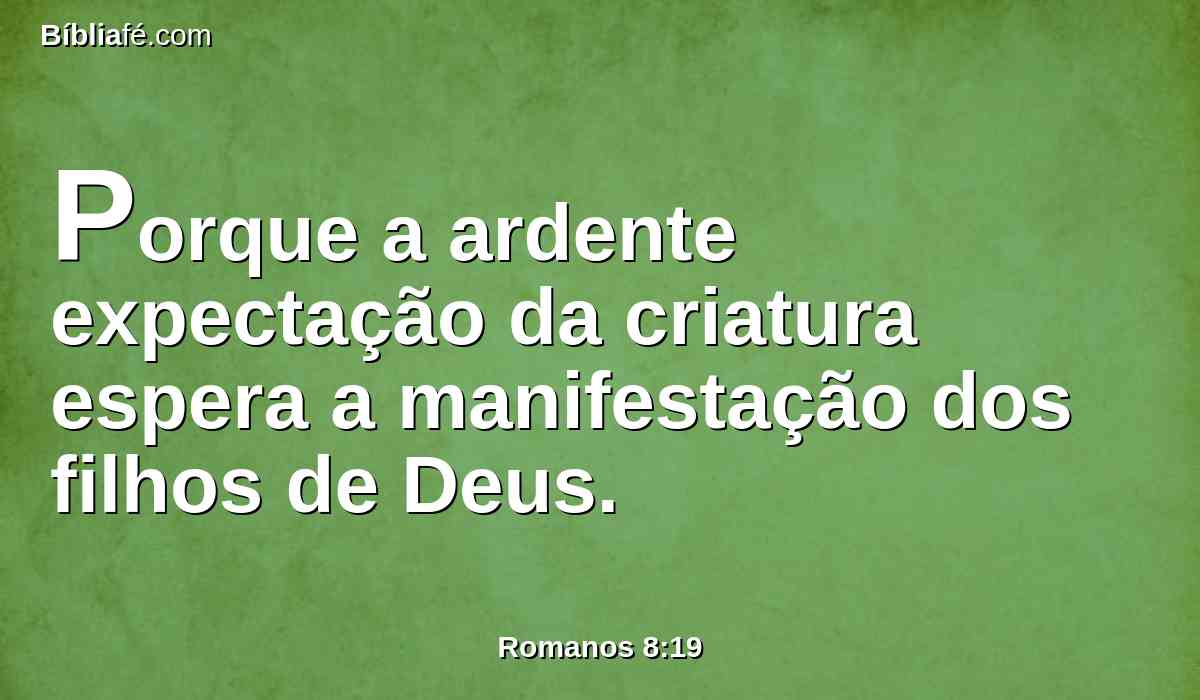 Porque a ardente expectação da criatura espera a manifestação dos filhos de Deus.