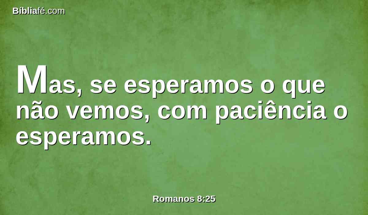 Mas, se esperamos o que não vemos, com paciência o esperamos.