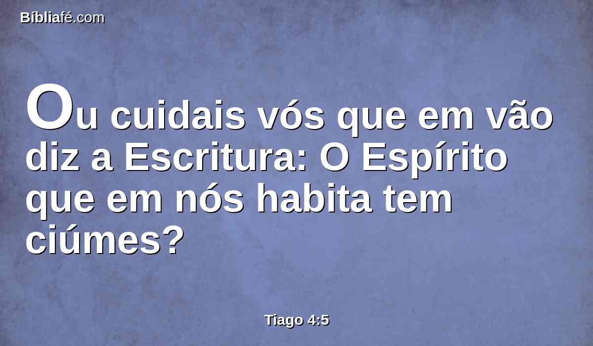 Ou cuidais vós que em vão diz a Escritura: O Espírito que em nós habita tem ciúmes?